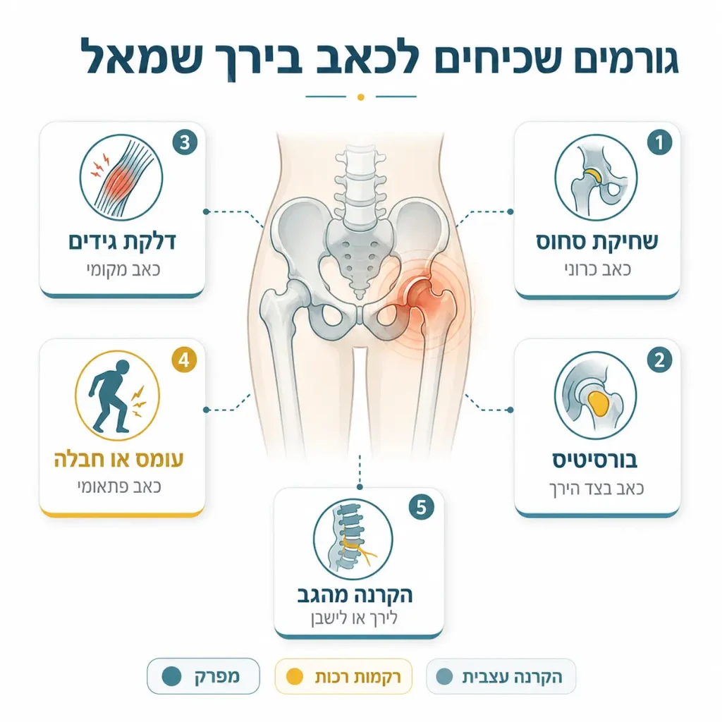 כאבים בירך שמאל | אינפוגרפיקה